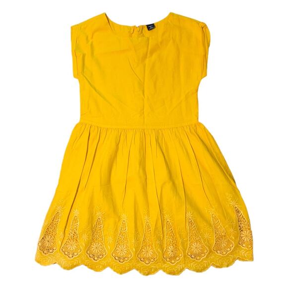 Gap Kids Embroidered Sunshine Yellow Eyelet Dress Girls SZ 12 XL
